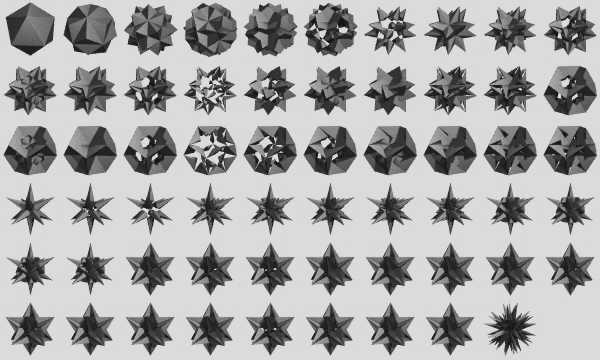 59 stellations de l'icosaèdre