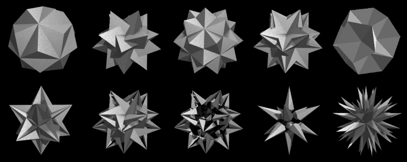 10 stellations of the icosahedron